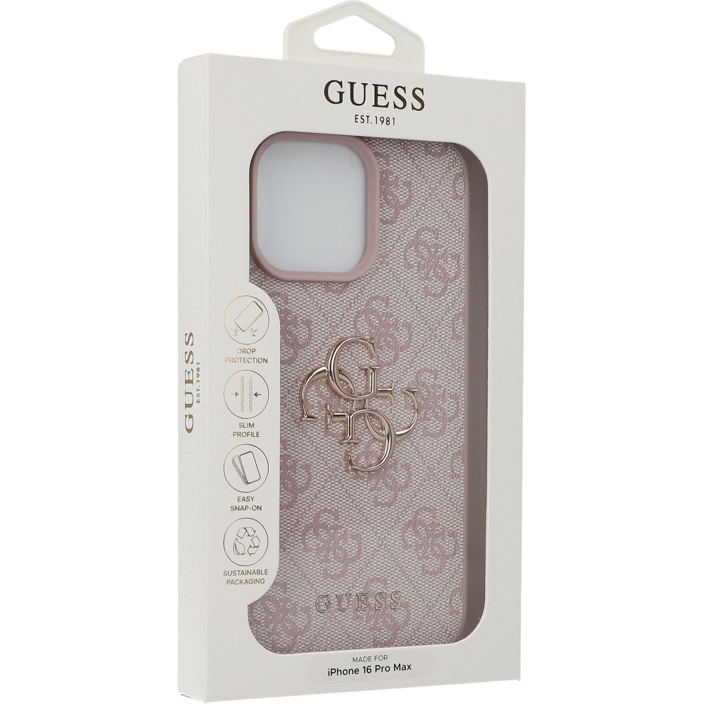 Etui Guess Hardcase 4G Big Metal Logo do iPhone 16 Pro Max, różowe